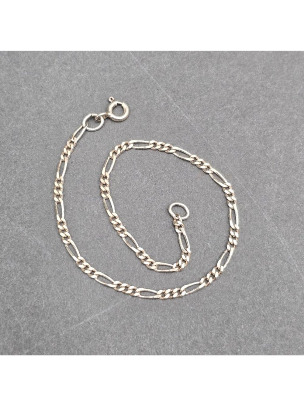 Vintage Sterling Silver Figaro Link Bracelet 6.75" Classic Italian Stackable - Picture 5 of 5